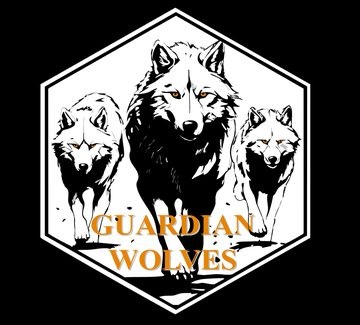 Logo officiel Guardian Wolves, trois loups dans un hexagone